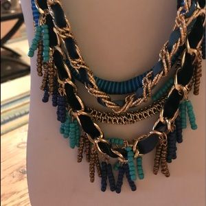 Gorgeous shades of blue bead gold plated necklace